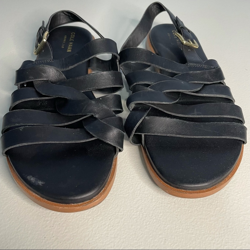Cole Haan Black Fiona Grand 360 Leather Strappy Sandals - Picture 3 of 7